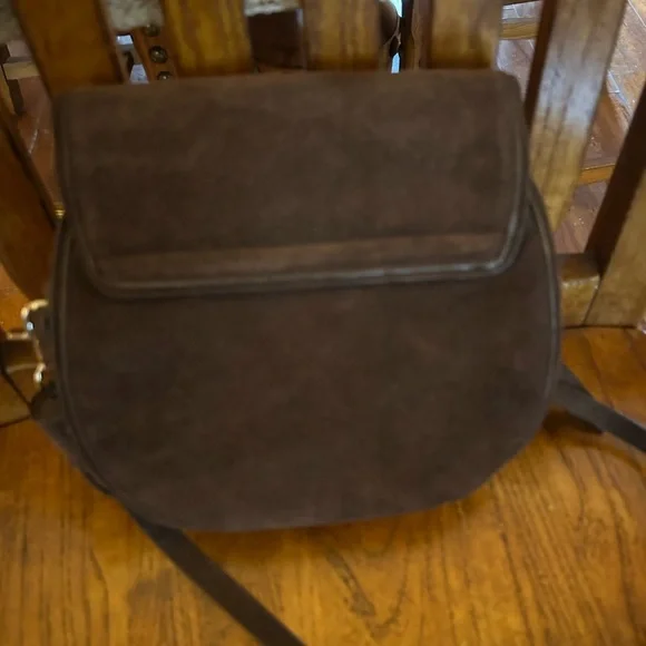 Spartina 449 Coffee Suede Saddle Crossbody Bag - Picture 7 of 15